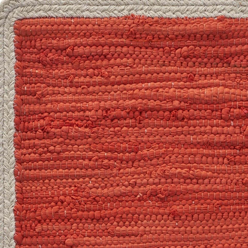 19" Set of Four Orange And Natural Solid With Border Cotton Placemats HomeRoots