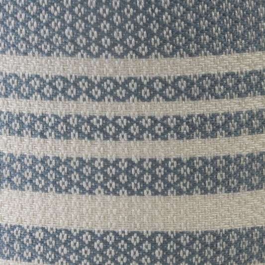 20" Blue Polyester Round Striped Indoor Outdoor Pouf Ottoman HomeRoots