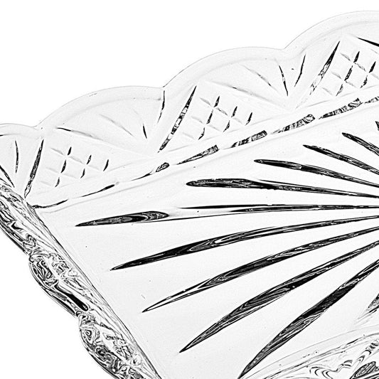 10" Clear Rectangular Cut Crystal Serving Tray HomeRoots