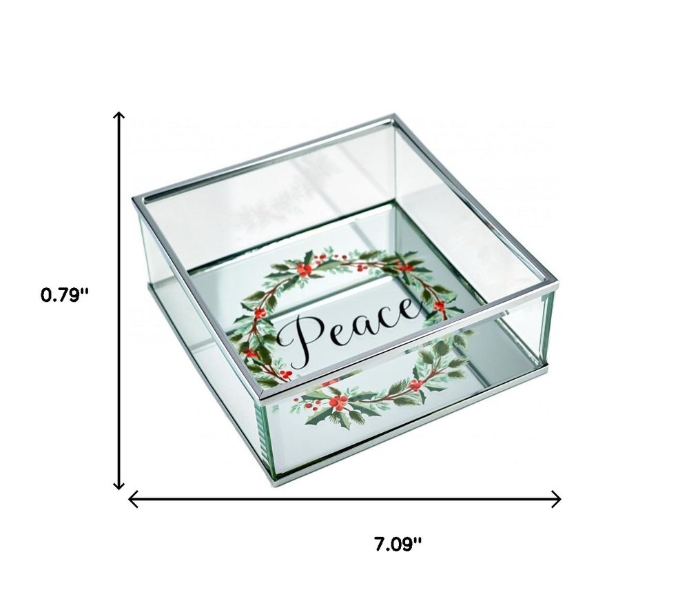 6" Silver Glass Christmas Vanity Tray HomeRoots