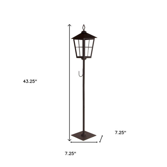 43" Black Geometric Glass And Metal Floor Lantern Candle Holder HomeRoots