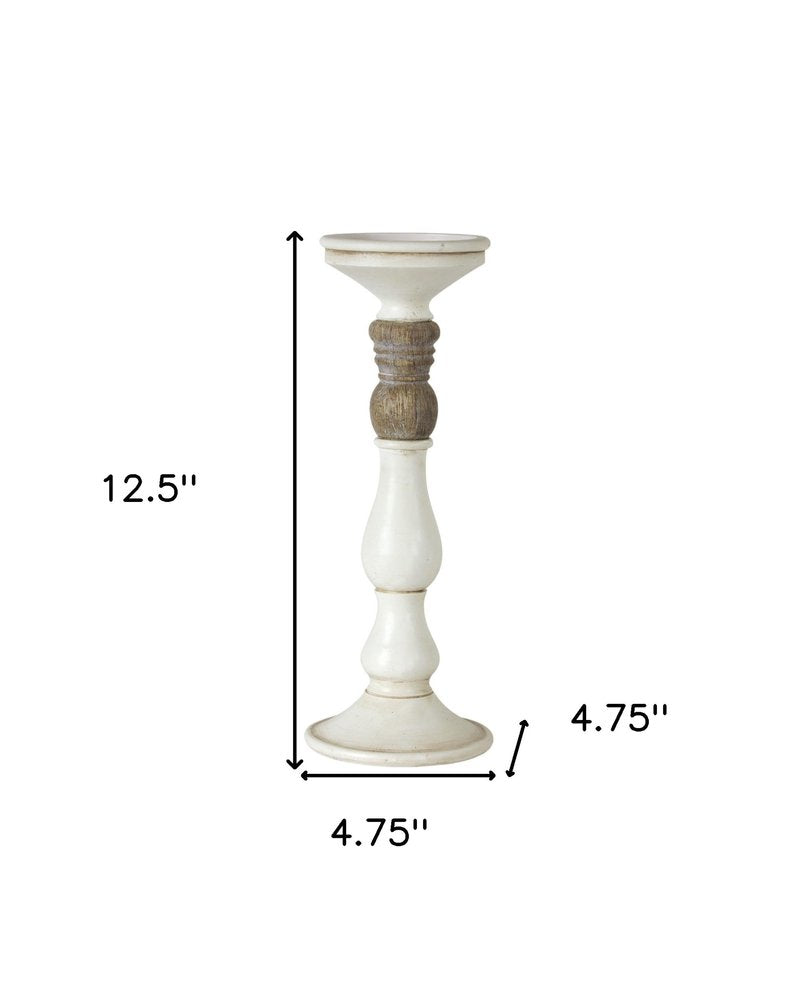Set of Three Ivory and Natural Resin Tabletop Pillar Candle Holders HomeRoots