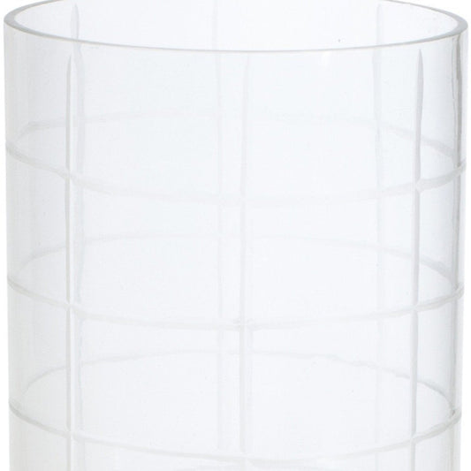 12" Silver And Clear Geometric Iron And Glass Tabletop Hurricane Candle Holder HomeRoots