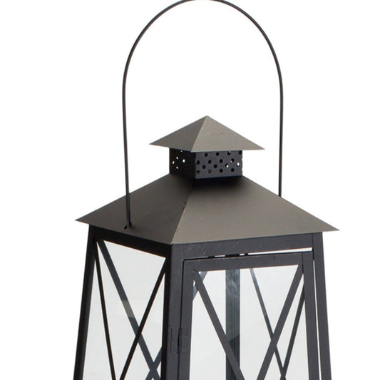 Set of Two Black Distressed Ornate Iron Tabletop Lantern Candle Holders HomeRoots