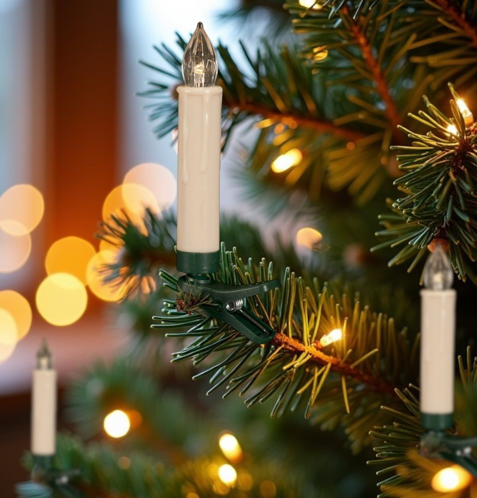 Set of Twentyfour Off White Flameless Christmas Taper Candle HomeRoots