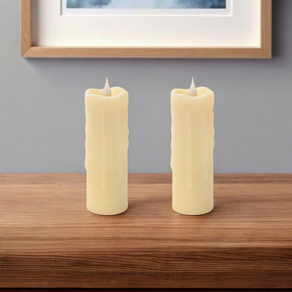 Set of Two Beige Flameless Votive Candle HomeRoots