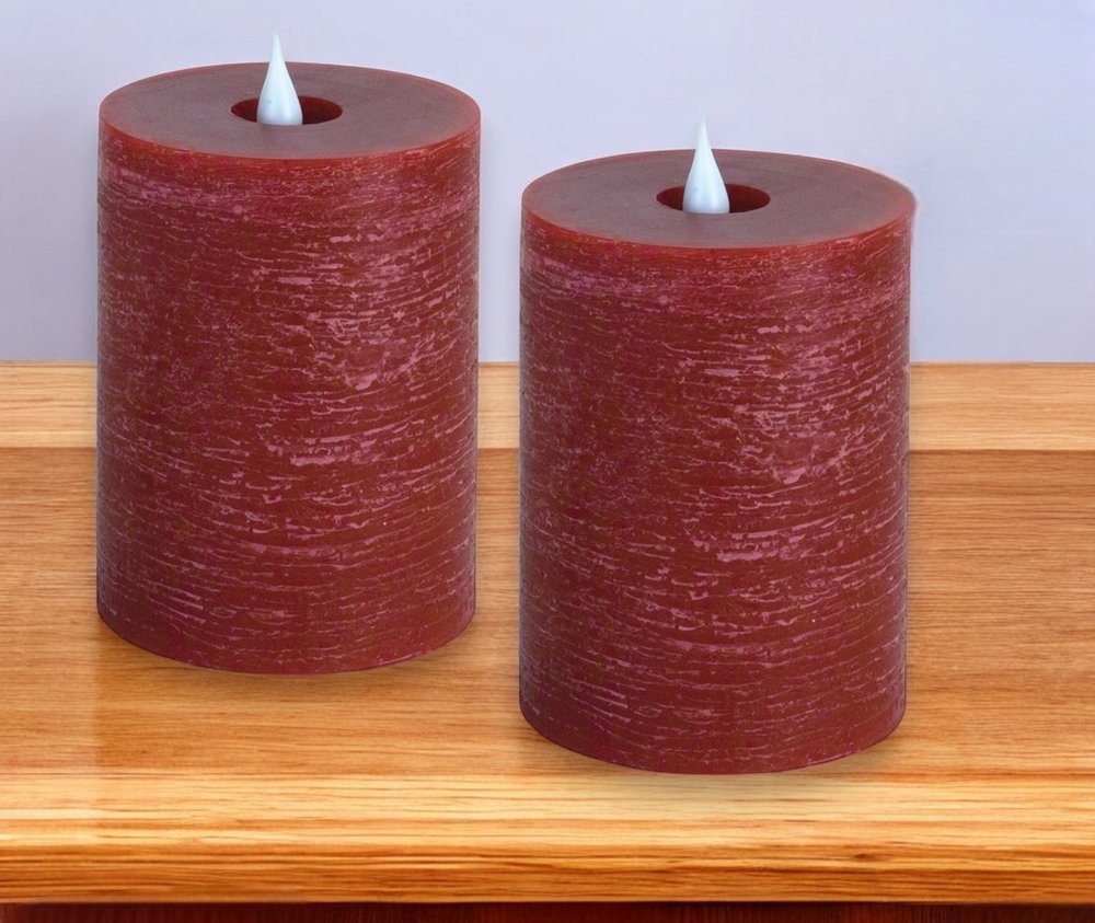 Set of Two Red Flameless Designer Candle HomeRoots