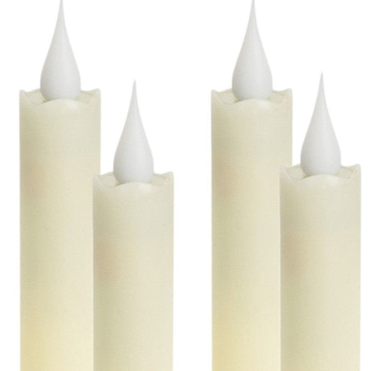 Set of Four Beige Flameless Taper Candle HomeRoots