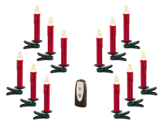 Set of Twentyfour Red Flameless Christmas Clip On Taper Candle HomeRoots