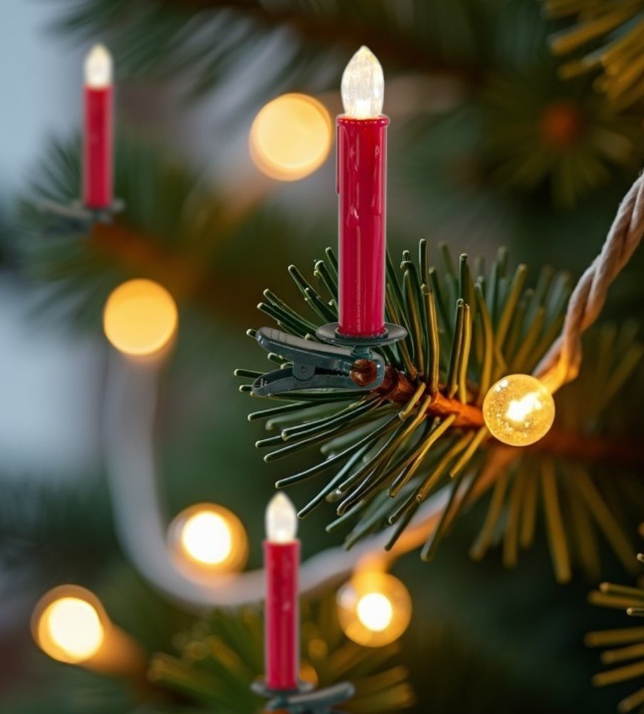 Set of Twentyfour Red Flameless Christmas Clip On Taper Candle HomeRoots