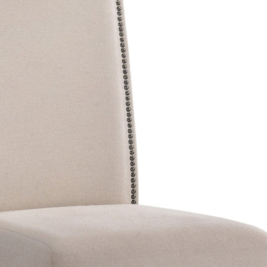 Cream And Espresso Upholstered Linen Dining Parsons Chair HomeRoots