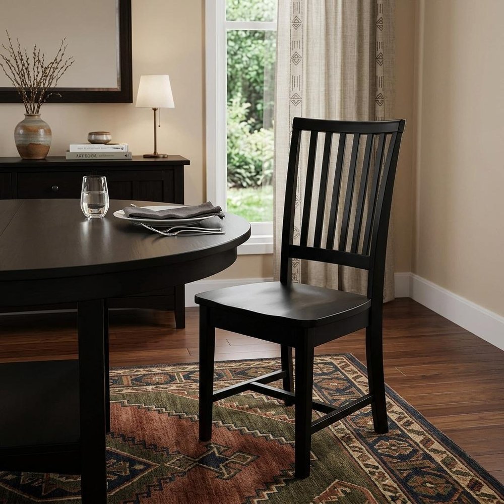 Black Wood Slat Back Dining Side Chair HomeRoots