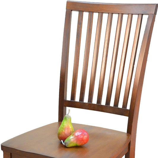 Chestnut Wood Slat Back Dining Side Chair HomeRoots