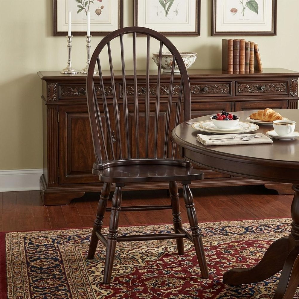 Espresso Wood Windsor Back Dining Side Chair HomeRoots