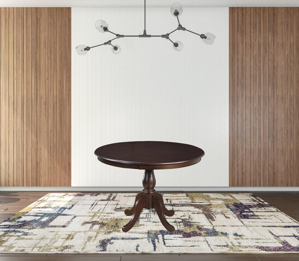 42" Espresso Rounded Solid Manufactured Wood Pedestal Base Dining Table HomeRoots