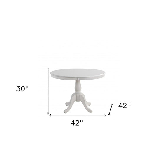 42" White Rounded Solid Manufactured Wood And Solid Wood Pedestal Base Dining Table HomeRoots