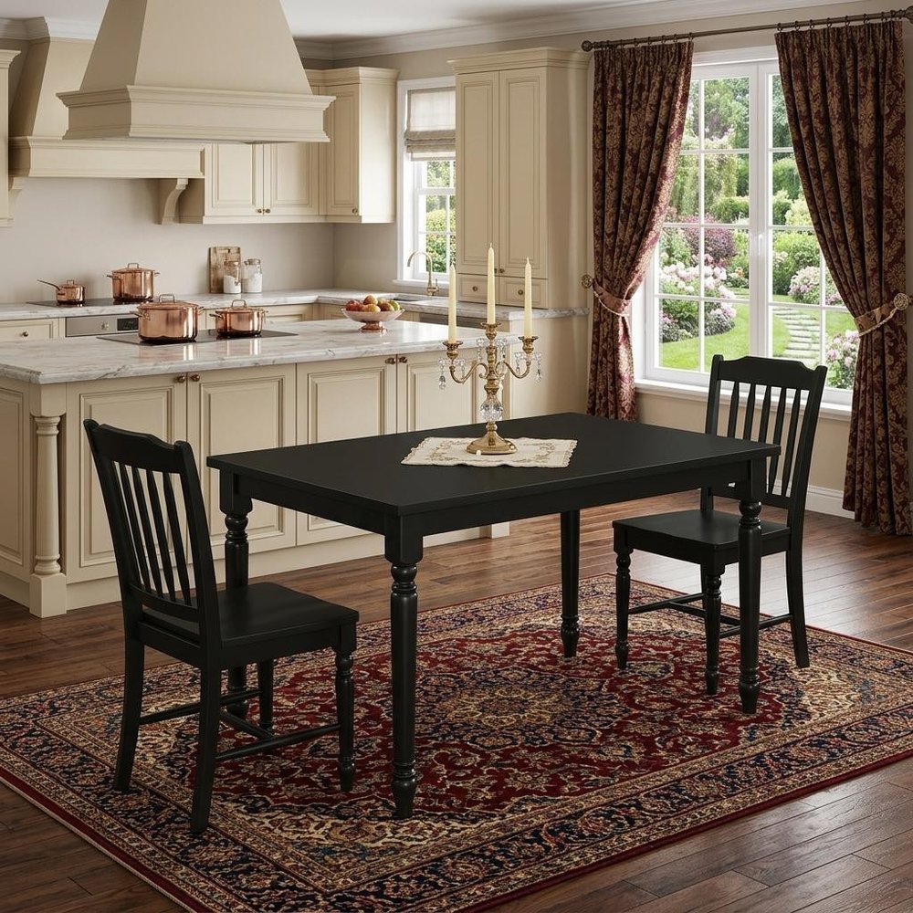 48" Black Solid Wood Dining Table HomeRoots