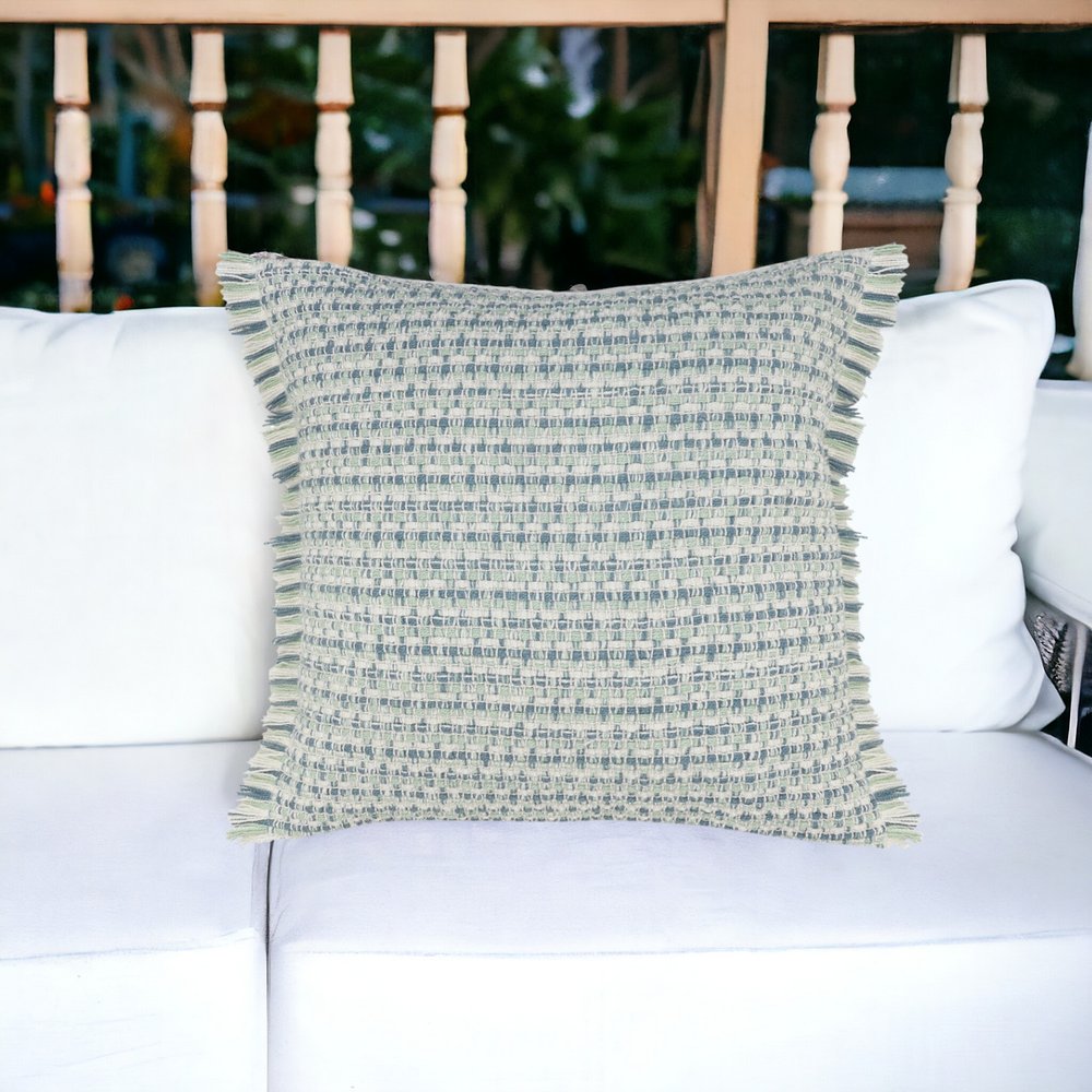 24" X 24" Blue Zippered Coastal Indoor Outdoor Throw Pillow HomeRoots