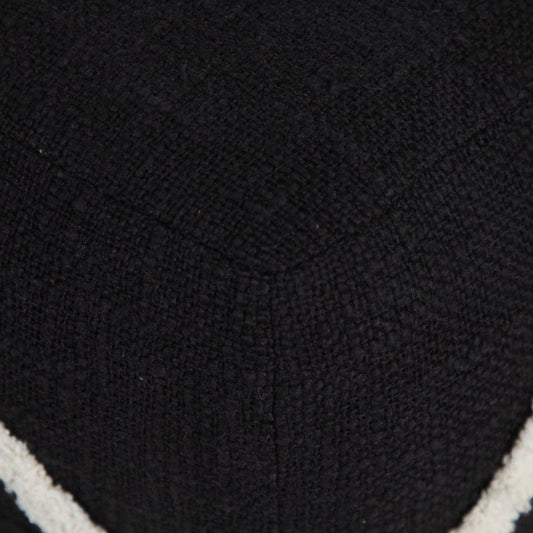 18" Black Cotton Geometric Pouf Ottoman HomeRoots