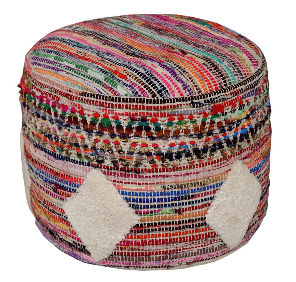 18" Rainbow Geometric Cylinder Pouf Ottoman HomeRoots
