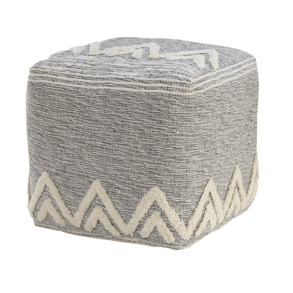 16" Gray Upholstery Pouf Ottoman HomeRoots