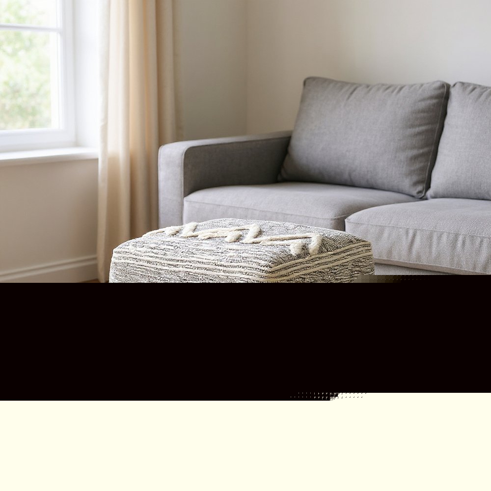 16" Gray Fabric Pouf Ottoman HomeRoots