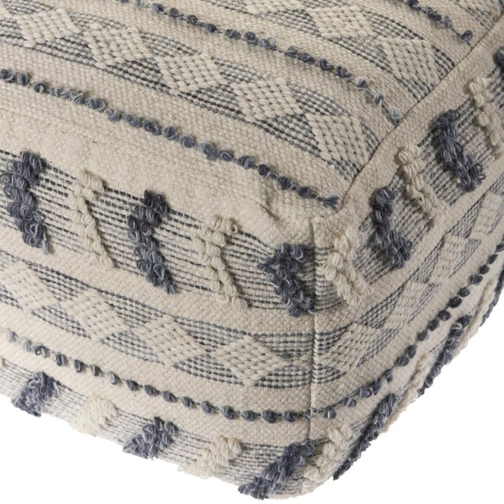 18" Blue Striped Pouf Ottoman HomeRoots