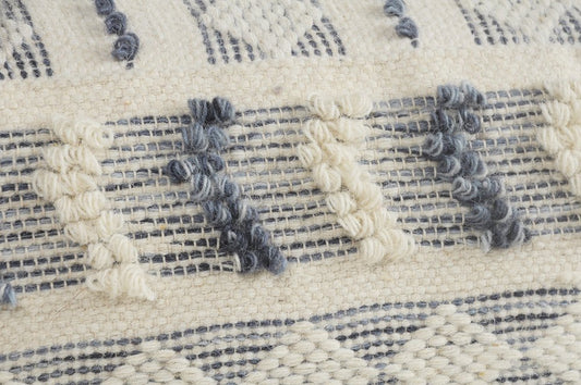 18" Blue Striped Pouf Ottoman