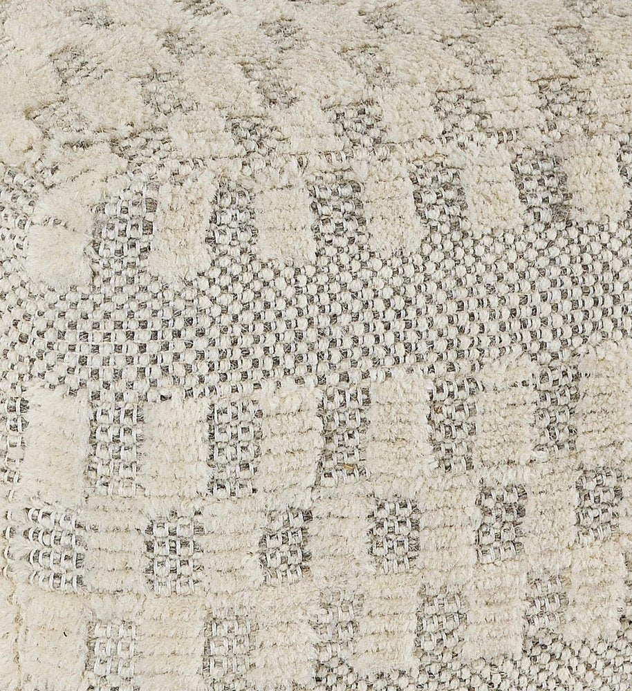 18" Beige Geometric Pouf Ottoman HomeRoots