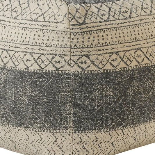 20" Cream Cotton Tribal Pouf Ottoman HomeRoots
