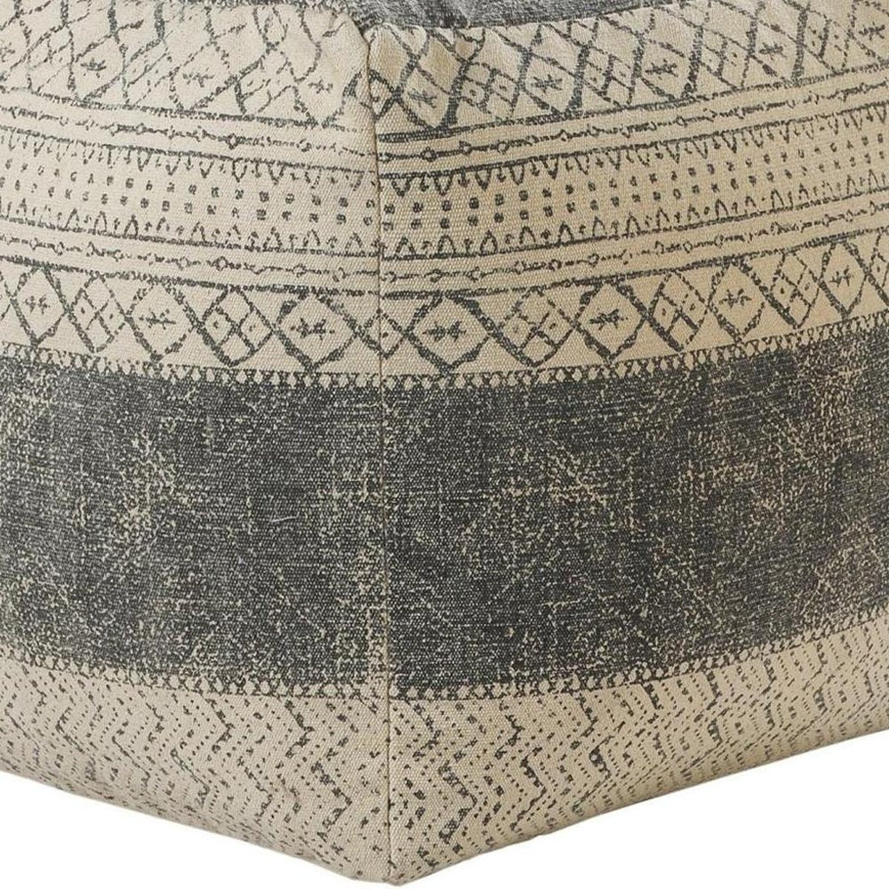 20" Cream Cotton Tribal Pouf Ottoman HomeRoots