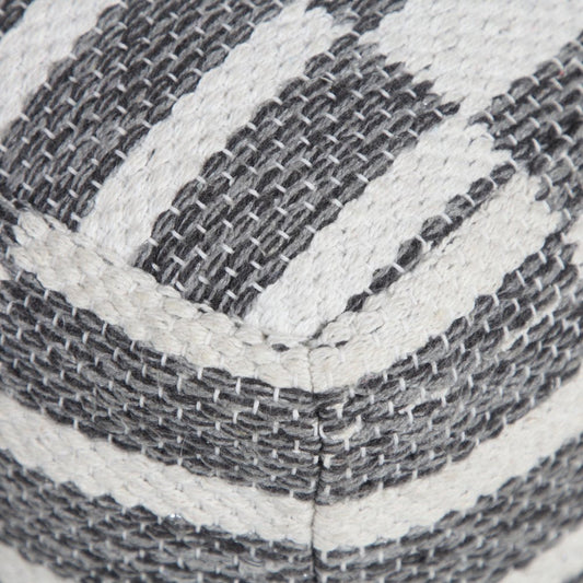 18" Gray Cotton Geometric Pouf Ottoman HomeRoots