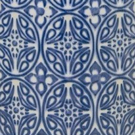 Set of Two Blue And White Ceramic Medallion 3 Ounce Round Pot Planters HomeRoots