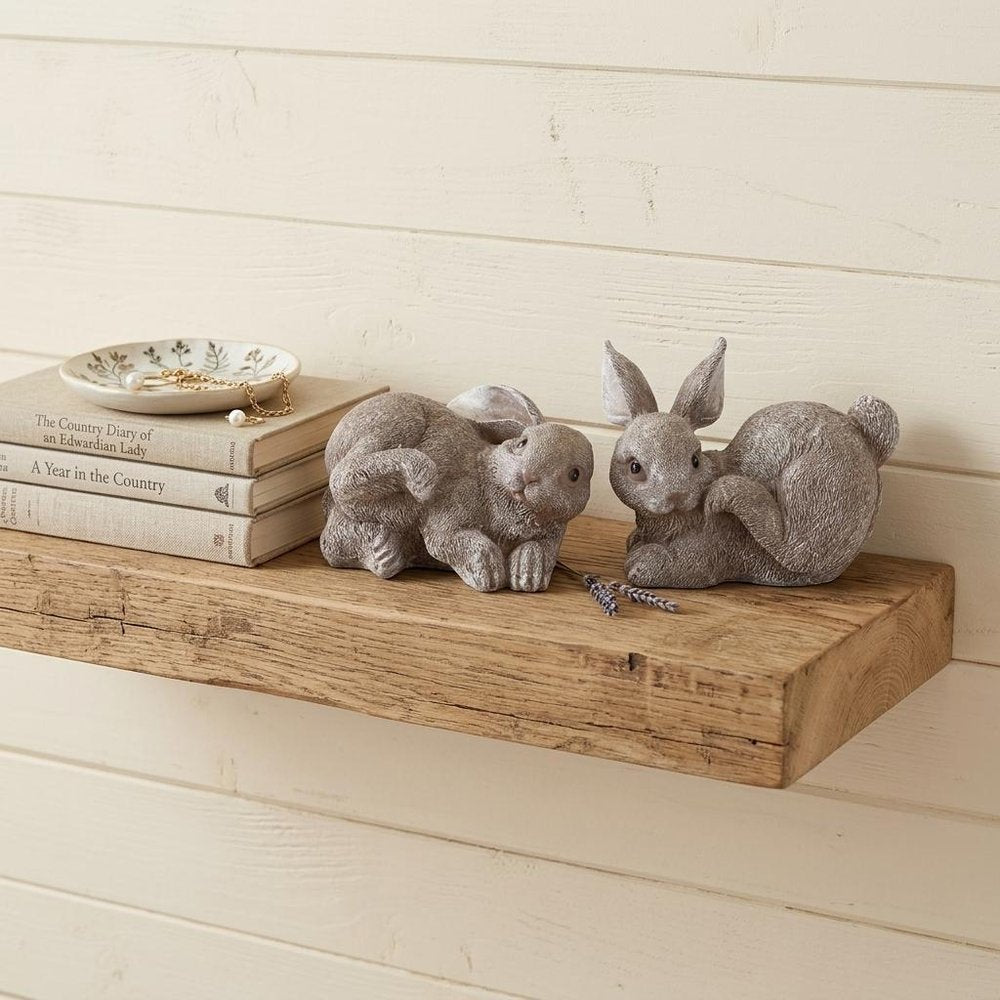 Set of Four 4" Gray and Brown Polyresin Rabbit Figurine Tabletop Sculpture HomeRoots