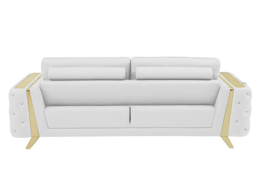Three Piece Indoor White Italian Leather Six Person Seating Set HomeRoots