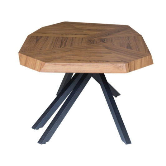 42" Brown And Black Wood And Iron Free Form Coffee Table HomeRoots