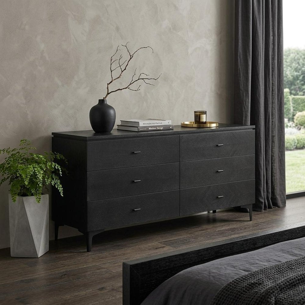 63" Black Six Drawer Double Dresser HomeRoots
