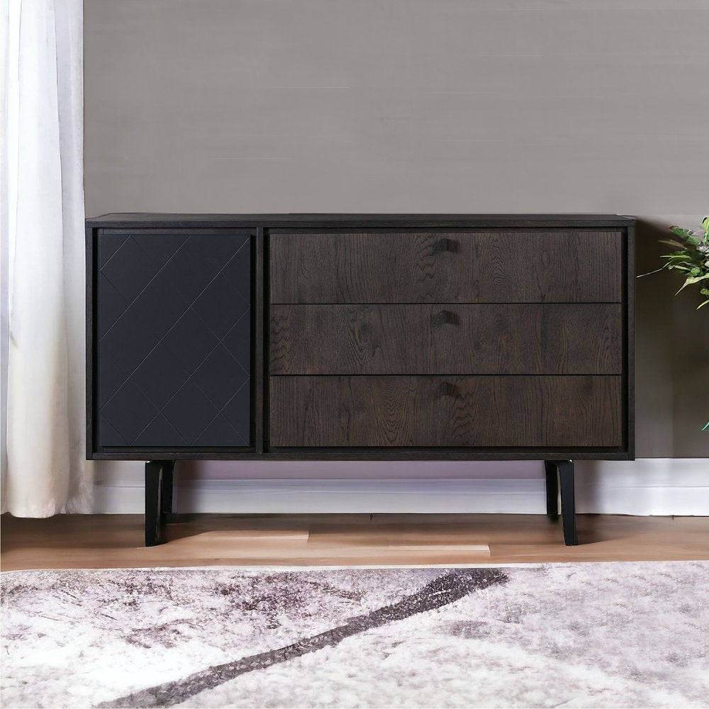 63" Gray Solid Wood Three Drawer Dresser HomeRoots