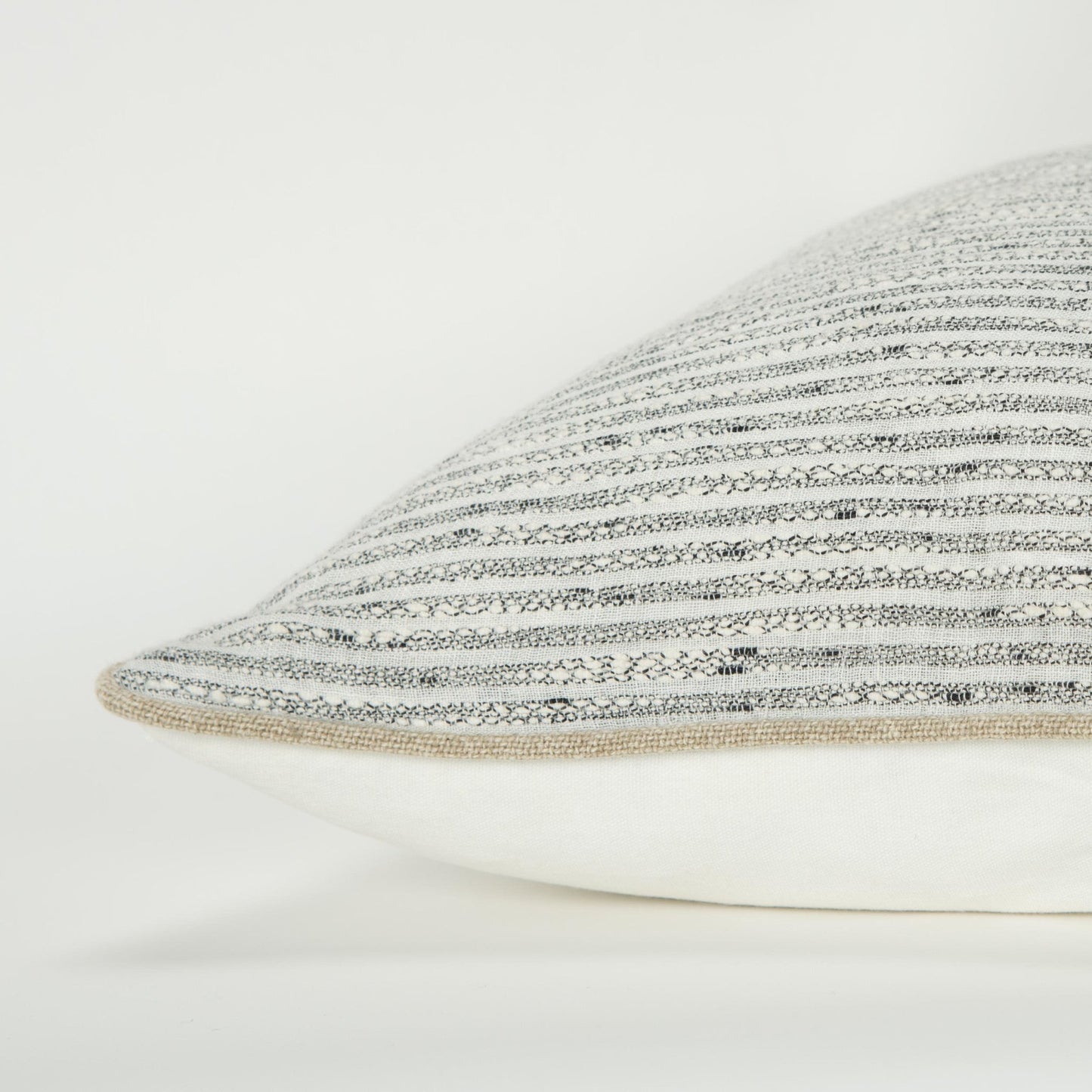 20" Gray and Cream Striped Cotton Throw Pillow FurniFindUSA