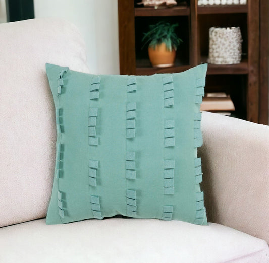 20" Aqua Striped Cotton Throw Pillow FurniFindUSA