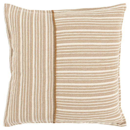 20" Natural and Ivory Striped Cotton Throw Pillow FurniFindUSA