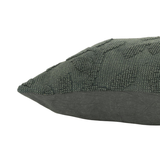 14" X 26" Green Botanical Cotton Throw Pillow With Texture FurniFindUSA