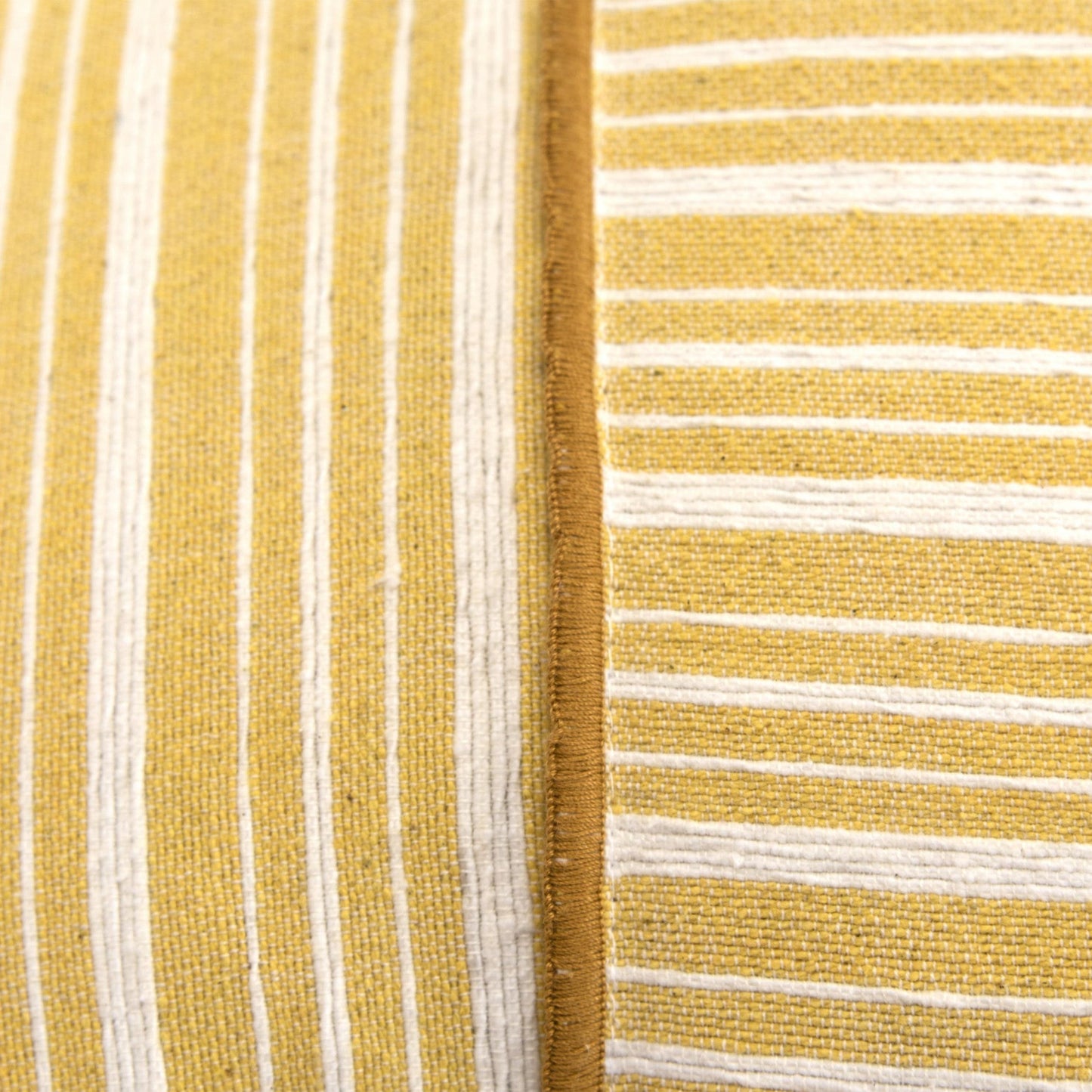 20" Yellow and White Cotton Pillow With Embroidery Edges FurniFindUSA