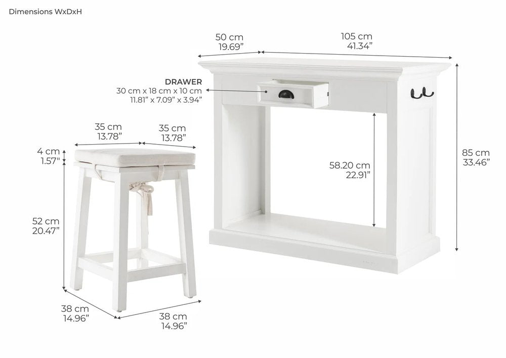 Three Piece White Solid Wood Dining Set with Two Chairs HomeRoots