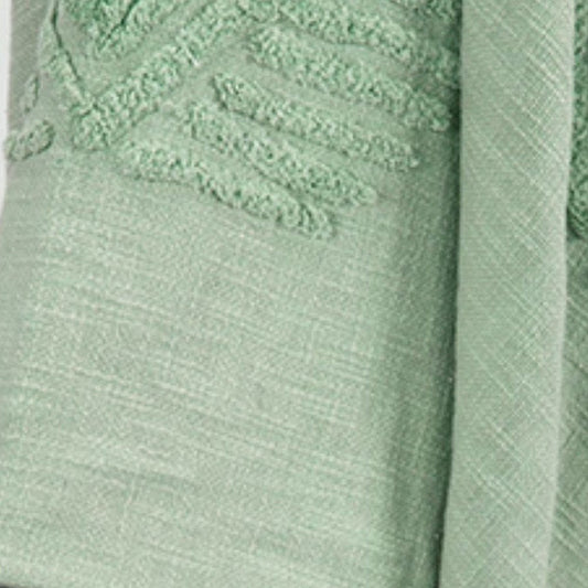 50" X 60" Green Cotton Woven Ikat Throw Blanket with Tassels HomeRoots