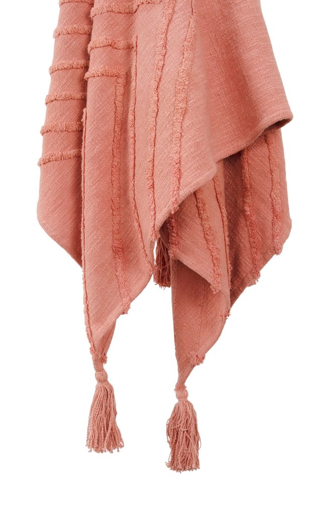 50" X 60" Coral Cotton Woven Geometric Throw Blanket with Tassels HomeRoots