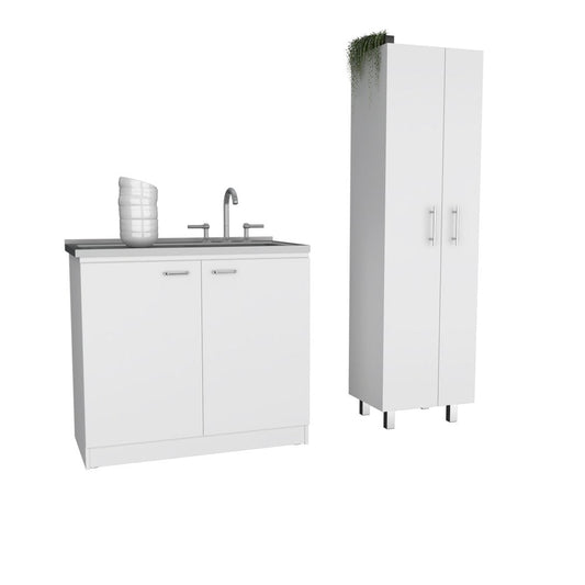 White 39" Kitchen Island Set HomeRoots