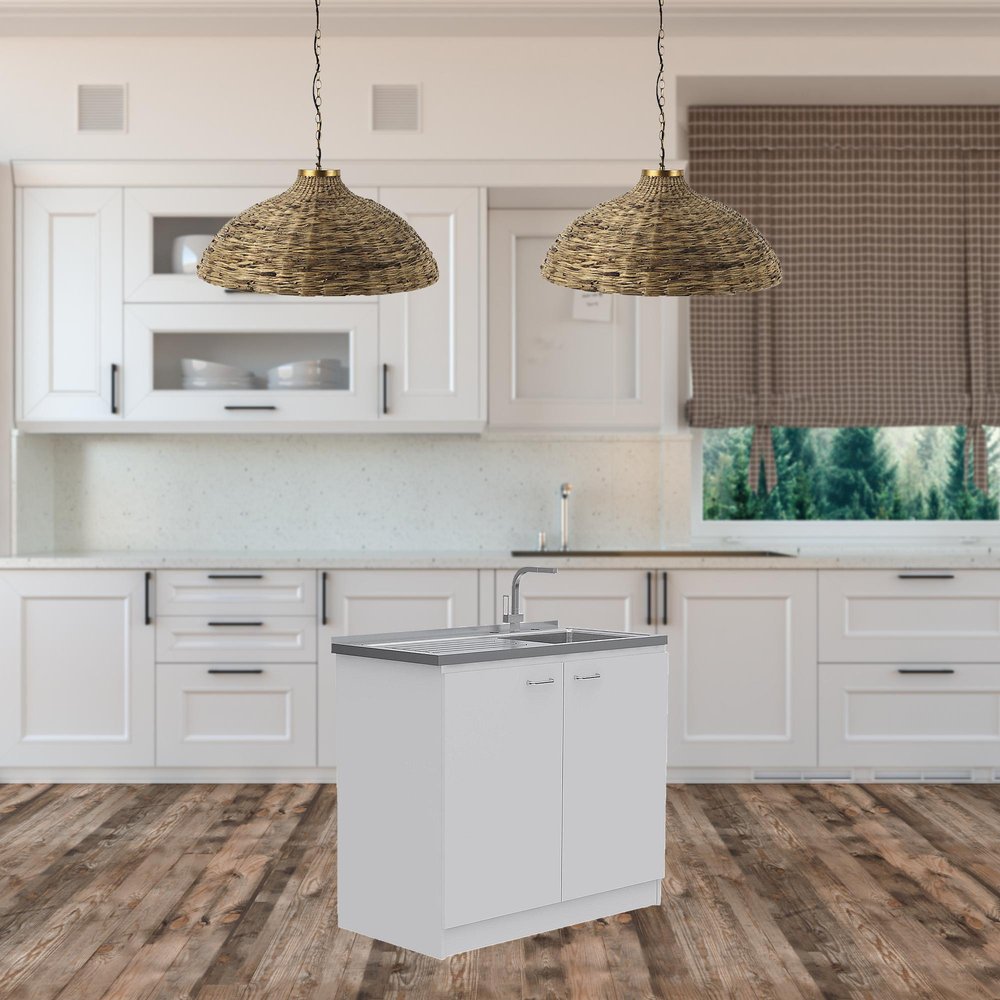 White 39" Kitchen Island Set HomeRoots