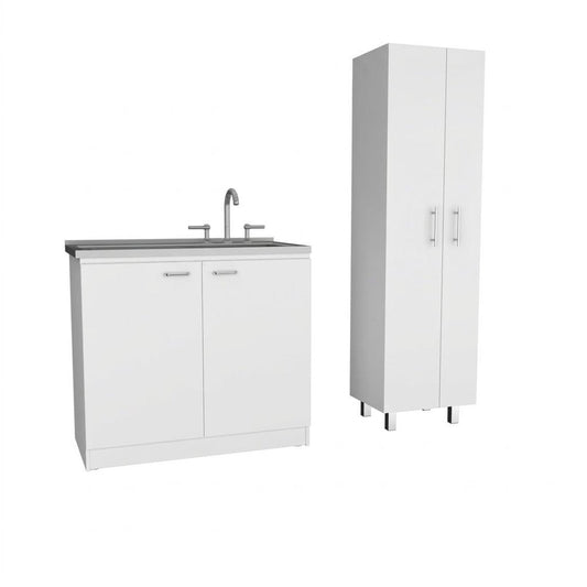 White 39" Kitchen Island Set HomeRoots