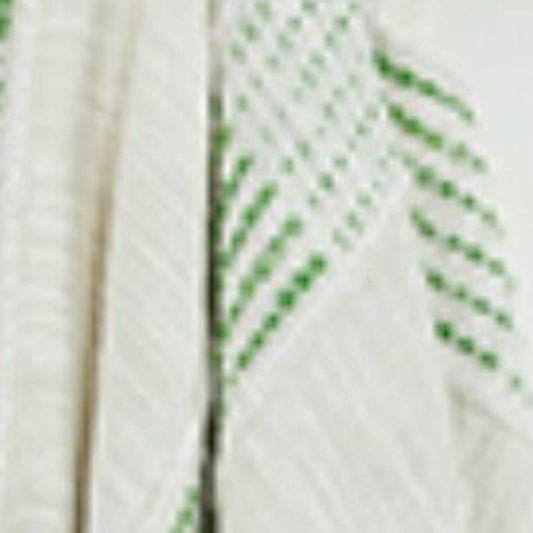 Gray and Green Woven Cotton Throw Blanket with Fringe HomeRoots